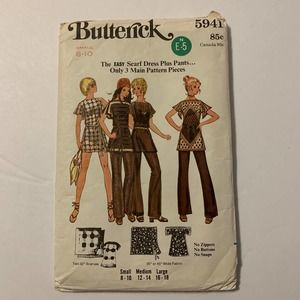 Butterick Vintage 1970's Pattern #5941 Misses Scarf Dress/Pants